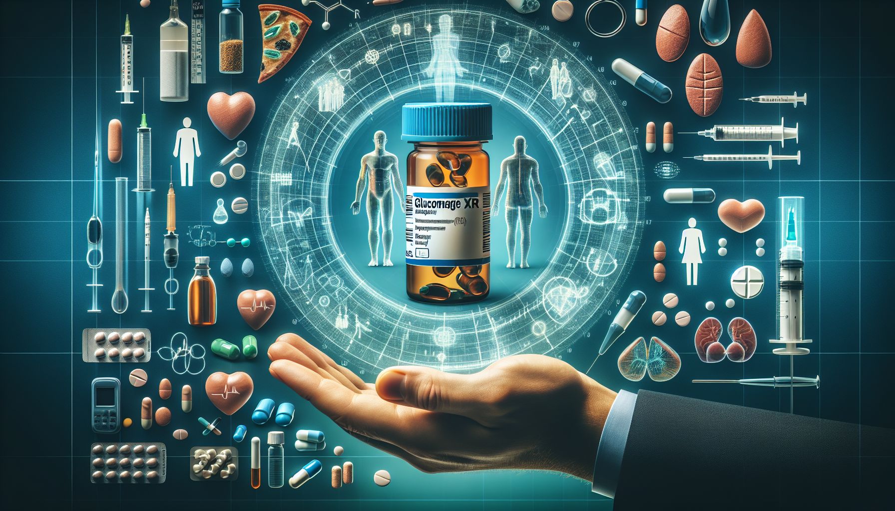 Imagine reprezentând Glucophage XR, un medicament pentru diabet